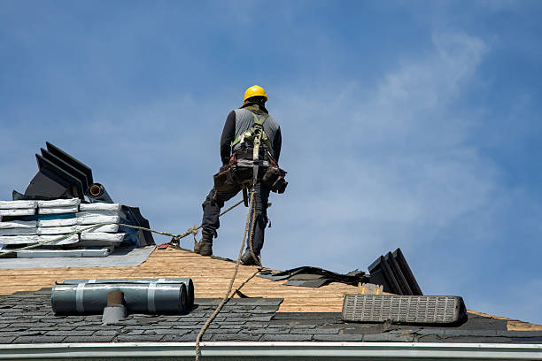 Professional Gutter Installation technician working in Hadley, MI